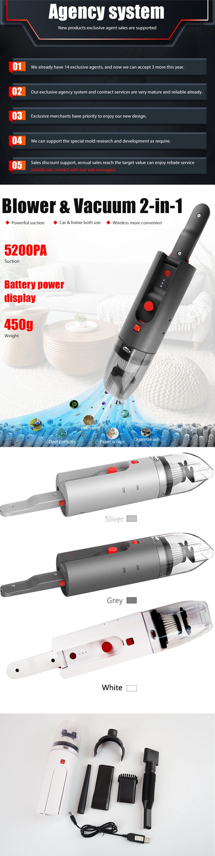 Cordless 2 in 1 Wireless Car Stick Vacuum Cleaner