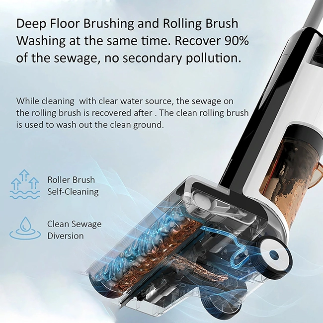 Upright Cordless Hard Floor Washer with Self Cleaning Function